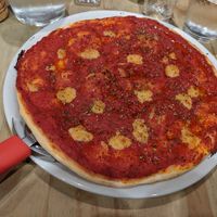 Pizza marinara at Sora Lella Roman Vegan Restaurant in Edinburgh