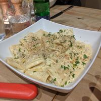Carbonara at Sora Lella Roman Vegan Restaurant in Edinburgh