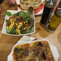 Pasta and side salad  at Sora Lella Roman Vegan Restaurant in Edinburgh