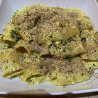 carbonara at Sora Lella Roman Vegan Restaurant in Edinburgh