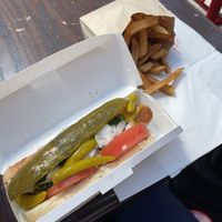 Chicago dog and fries  at ORD - America's Dog - T1 in Chicago
