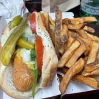 Chicago style veggie dog & fries  at ORD - America's Dog - T1 in Chicago