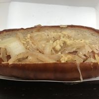 Milwaukee dog with a veggie dog at ORD - America's Dog - T1 in Chicago