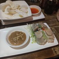 Chicken summer rolls with peanut sauce at Pho in Manchester