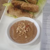 Crispy spring rolls - Chả giò
served with lettuce & herbs to wrap & peanut sauce dip at Pho in Manchester