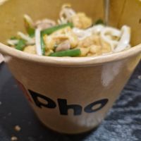 Tofu & Mushroom Curry Noodle Soup with extra Green Beans at Pho in Manchester