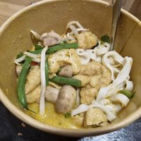 Tofu & Mushroom Curry Noodle Soup with extra Green Beans at Pho in Manchester
