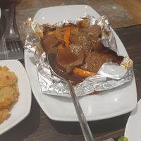 Taster menu: foil wrapped 'beef' in Cantonese sauce at Ruyi Vegetarian House  in Manchester