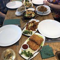 prawns, hot pot, rice, noodles, crispy schezuan beef, pork cutlet   at Ruyi Vegetarian House  in Manchester