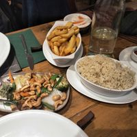 Chips, ginger fried rice, mixed veg with cashews. at Ruyi Vegetarian House  in Manchester