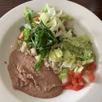 Custom bowl of potatoes, quinoa, and refried beans at El Cabo Verde in Shreveport