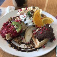 Waffles good (big) but coffee milkshake was not good  at Barefoot Eatery in Christchurch