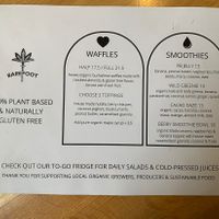 Menu  at Barefoot Eatery in Christchurch