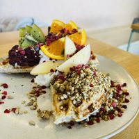 Buckwheat waffles  at Barefoot Eatery in Christchurch