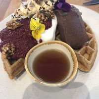 Buckwheat waffles with house made vegan nutella  at Barefoot Eatery in Christchurch