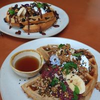 Buckwheat waffles at Barefoot Eatery in Christchurch