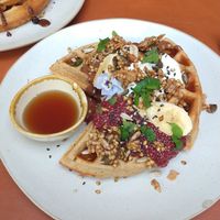 Waffles at Barefoot Eatery in Christchurch