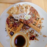 Nutella buckwheat waffles at Barefoot Eatery in Christchurch