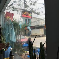 View outside. Sign of the restaurant  at Caffe Yen Ngoc in Ha Giang