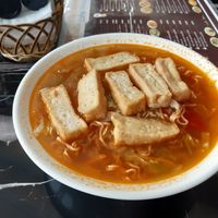 Noodles with vegetables and Tofu (it's Pho but with different noodles) at Caffe Yen Ngoc in Ha Giang