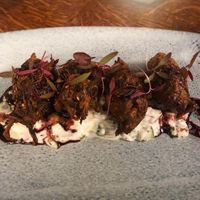 Banana blossom bhajis at The Fig & Olive in Tamworth