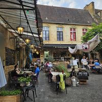 The courtyard shared by a few restaurants. at La Chèvre et Le Chou in Sarlat-la-caneda