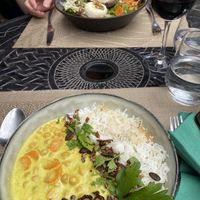 carrot & chickpea curry (vegan) - amazing!  at La Chèvre et Le Chou in Sarlat-la-caneda