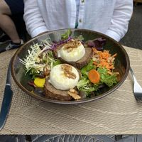 warm goats cheese salad (vegetarian)  at La Chèvre et Le Chou in Sarlat-la-caneda