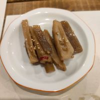 Side dish 2: burdock root and konjak at Fujifuku in Tokyo