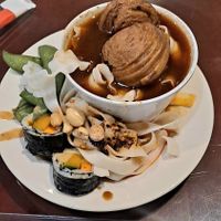 Soup with sushi at Sweet Veggie in El Monte