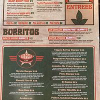 Menu at EVE in Oceanside