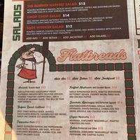 Menu  at EVE in Oceanside