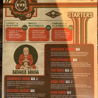 Menu  at EVE in Oceanside