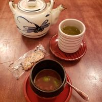 Nice red bean machi dessert and local rice cookie.
Great friendly service 😊, nice vegetarian set. They are really accommodating. 
Would recommend this place 👍😋🥗🍱🥦 at Kappou Yamabuki in Nago