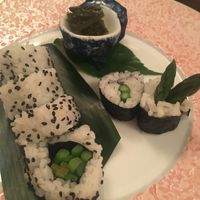 Sushi with asparagus and pickles at Kappou Yamabuki in Nago
