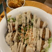 Falafel salad and waffle fries  at Falafel Brothers - Shibuya in Tokyo