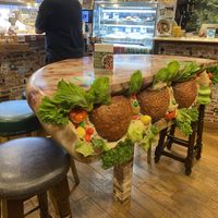 Amazing falafel table   at Falafel Brothers - Shibuya in Tokyo