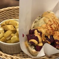Lotus root dries and falafel sandwich  at Falafel Brothers - Shibuya in Tokyo