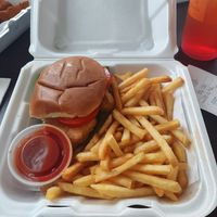 Vegan fish sandwich with fries at Yes It's Fresh in Cleveland