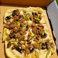 Philly cheese steak pizza! at Yes It's Fresh in Cleveland