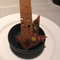 Jelly made of quince and agar agar, we got this from the chef when the fudge that came with the coffee wasn’t vegan. at Van der Valk Hotel in Middelburg