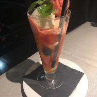 Sorbet ordered without whipped cream. Green apple and raspberry flavours with fruit and syrup. at Van der Valk Hotel in Middelburg