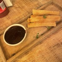 Churros and chocolate sauce (vegan)  at Sandy Mount House in Rhosneigr