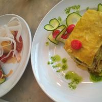 Lasagna and stuffed zucchini with bolognese sauce  at Juicy Jones - Hospital in Barcelona