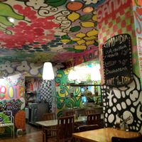 The restaurant colourful deco at Juicy Jones - Hospital in Barcelona