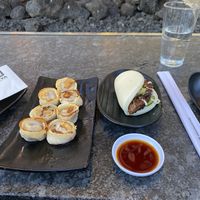 Vegan gyoza and impossible bao bun  at JINYA Ramen Bar in North Bethesda