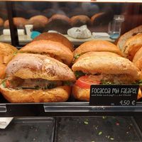 Foccacia with Falafel (4.50) at Hucks Lieblingsplatz in Bad Homburg