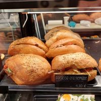 Foccacia with grilled veggies (4.30) - tags are clearly labeled with 'VEGAN' at Hucks Lieblingsplatz in Bad Homburg