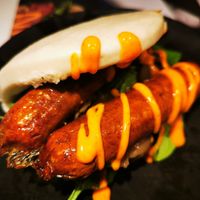 Bao with "sausage" at LHR - Wagamama - T3 in West London