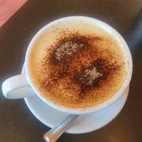 Oat Cappuccino at Alpine Coffee Shop and Gallery in Betws-y-coed